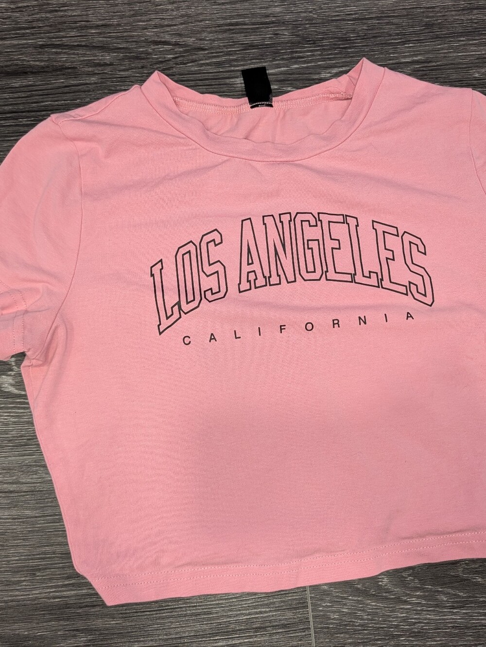 SHEIN Pink 'Los Angeles California' Graphic Crop Tee